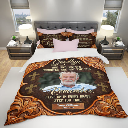 Goodbyes Are Not Forever Cross - Memorial Personalized Custom Bedding Set - Christmas Gift, Sympathy Gift