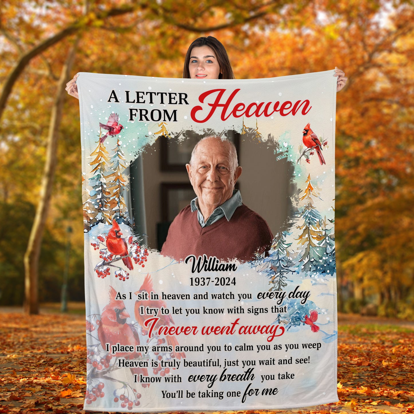 Custom Photo This Is A Hug From Heaven Snow Personalized Memorial  - Remembrance Gift - Memorial Personalized Custom Blanket - Christmas Gift, Sympathy Gift