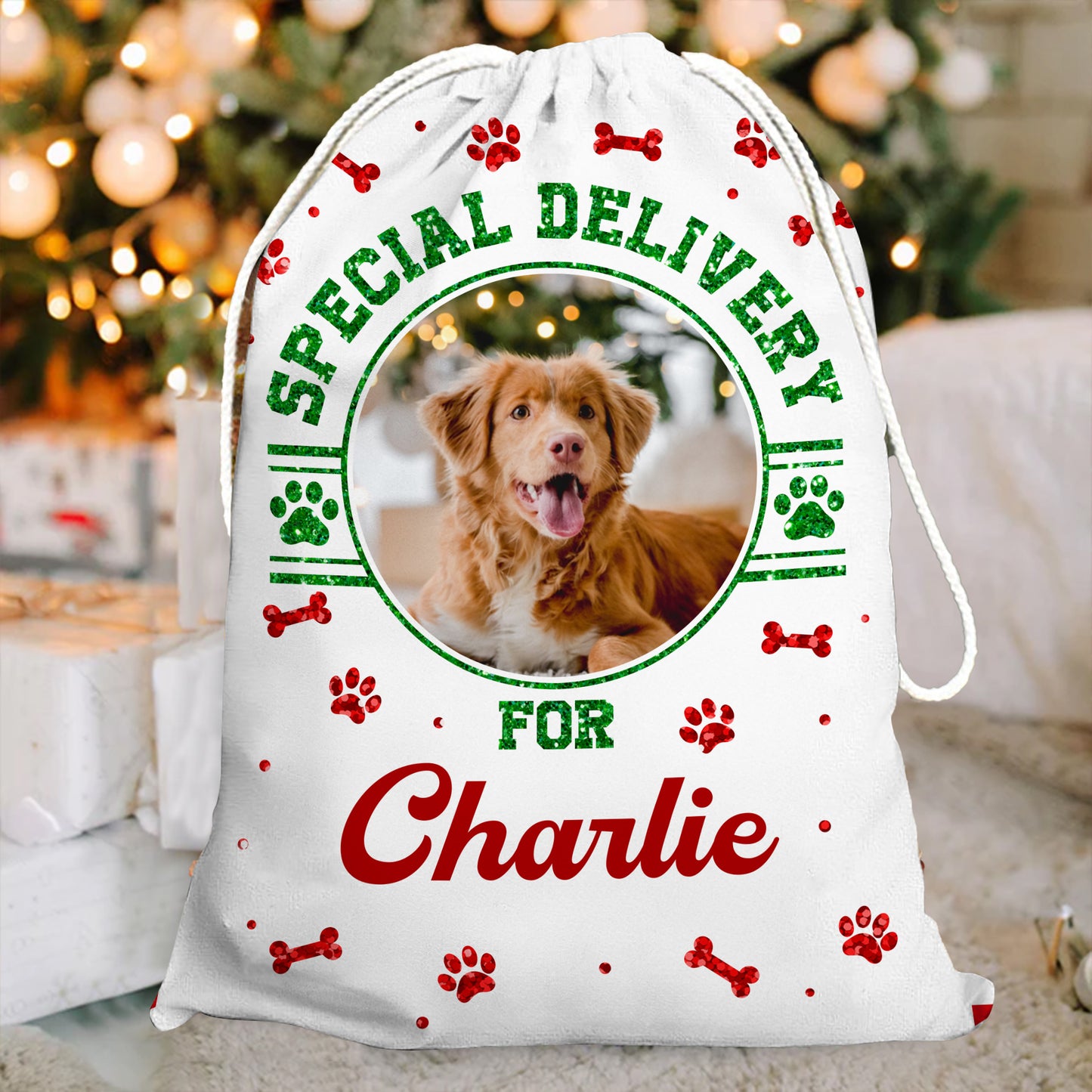 Christmas Wishes Bag Dog Lovers Custom Photo - Christmas Gifts - Personalized Christmas Sack - Custom Christmas Bag