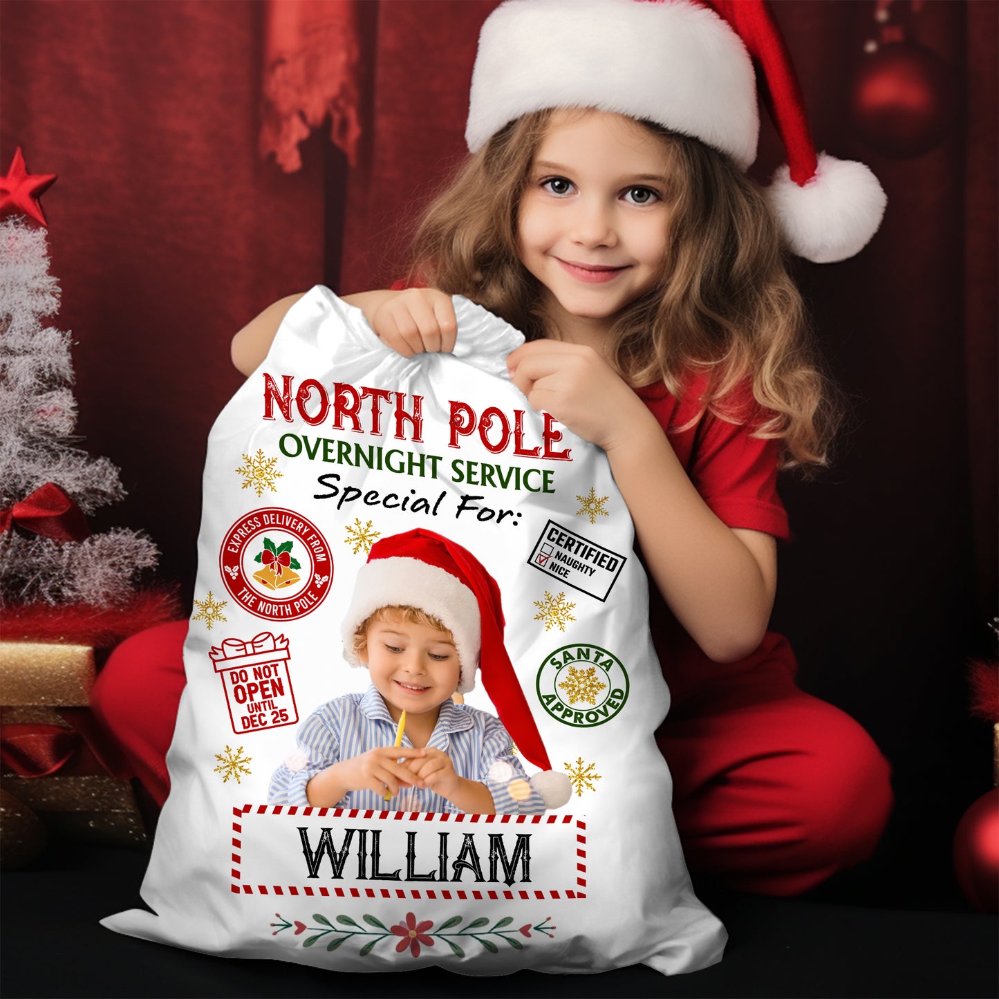 Christmas Wishes Bag North Pole - Christmas Gifts - Personalized Christmas Sack - Custom Christmas Bag