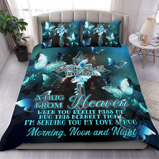 A Hug From Heaven Bedding Set - Memorial Personalized Custom Bedding Set - Christmas Gift, Sympathy Gift