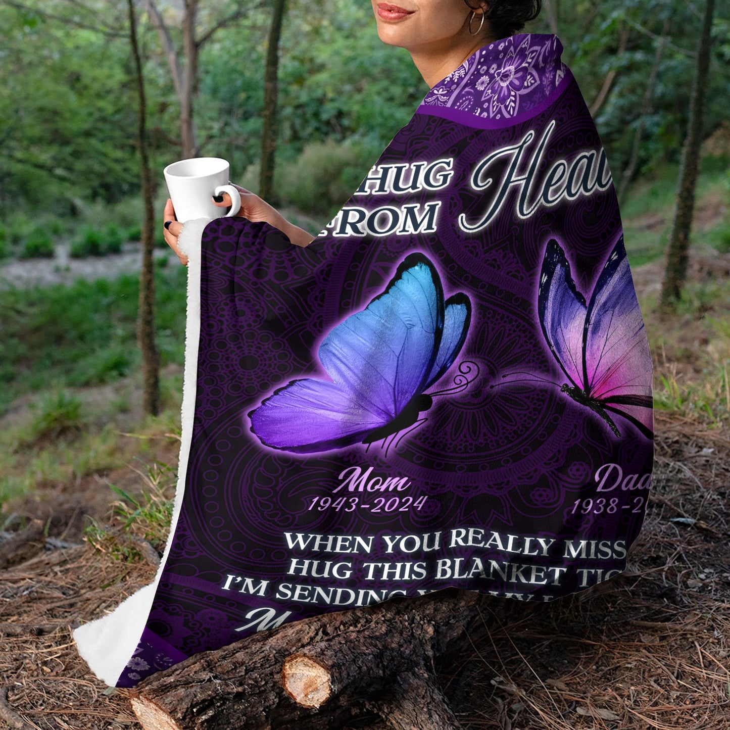 Hug This Blanket Tight - Personalize, Blanket, Memorial Gift - Memorial Personalized Custom Blanket - Christmas Gift, Sympathy Gift