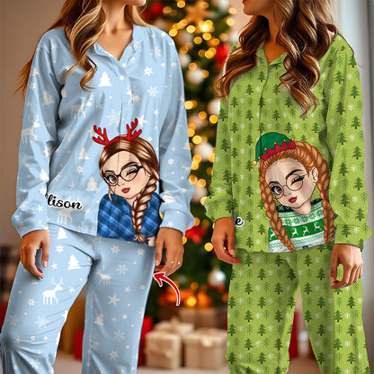 Funny Cartoon Pajamas Custom Photo Human And Pet Faces - Custom Face Pajamas Pattern - Personalized Photo Christmas Pajamas