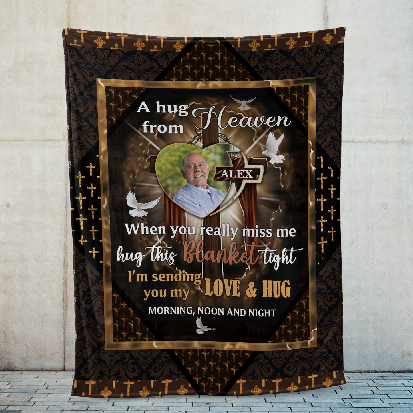 Jesus Cross A hug From Heaven - Memorial Personalized Custom Blanket - Christmas Gift, Sympathy Gift