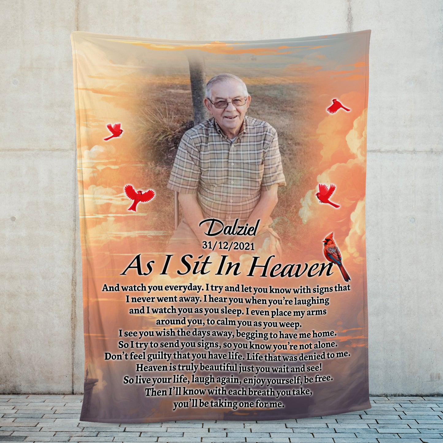 As I Sit In Heaven In Loving Memories Blanket Memorial - Remembrance Gift - Memorial Personalized Custom Blanket - Christmas Gift, Sympathy Gift