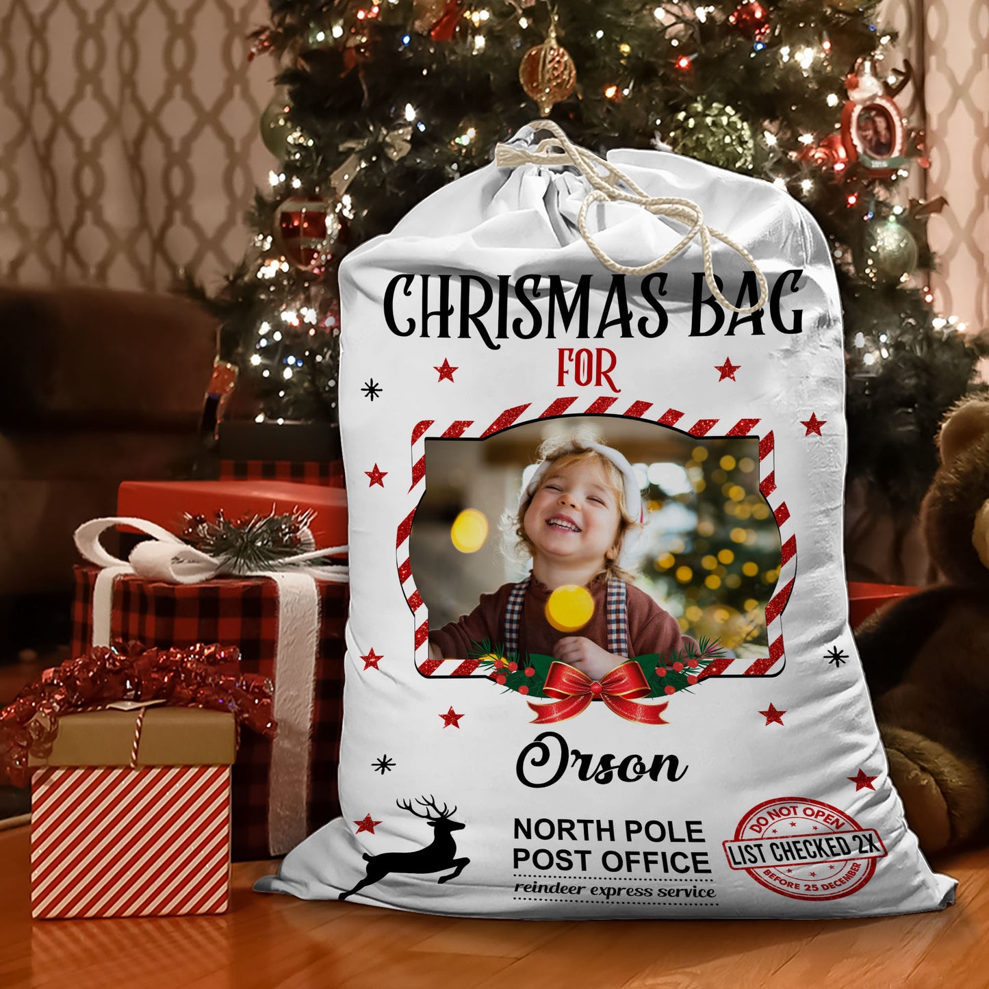 Special Christmas Bag Custom Photo - Christmas Family Gift - Personalized Christmas Sack - Custom Christmas Bag