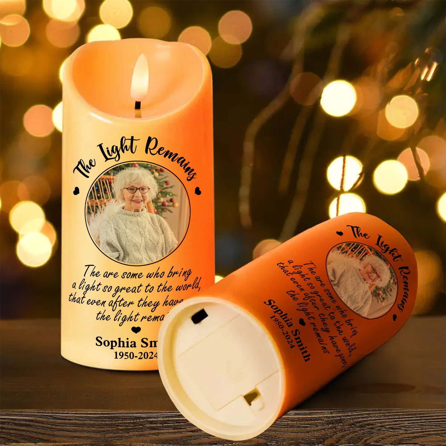 Custom Photo Memorial The Light Remains - Personalized Flameless LED Candle