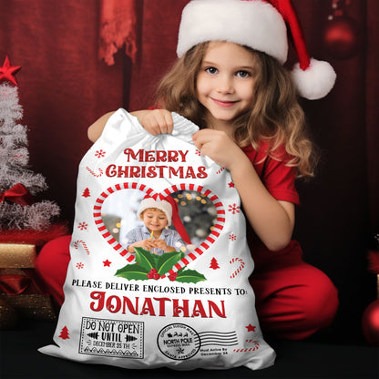 Special Delivery Candy Frame Christmas Bag Custom Photo - Christmas Family Gift - Personalized Christmas Sack - Custom Christmas Bag