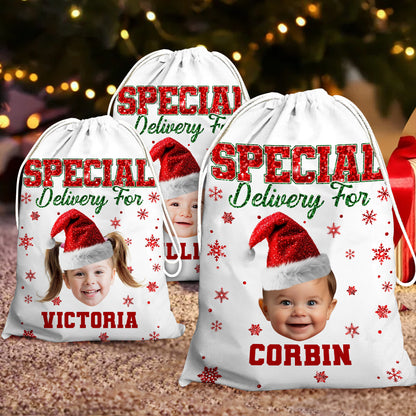 Special Delivery Glitter Christmas Bag - Christmas Family Gift - Personalized Christmas Sack - Custom Christmas Bag