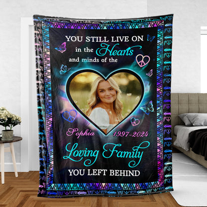 Loving Family Peace Sign Remembrance Gift - Memorial Personalized Custom Blanket - Christmas Gift, Sympathy Gift