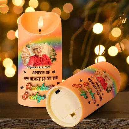 I Wish The Rainbow Bridge Had Visiting Hours Custom Photo Memorial - Personalized Flameless LED Candle