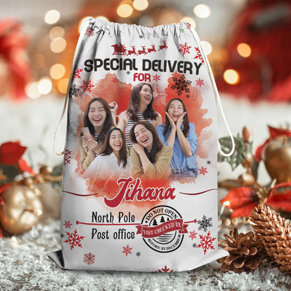 Vintage Portrait Christmas Bag Custom Photo - Christmas Family Gift - Personalized Christmas Sack - Custom Christmas Bag