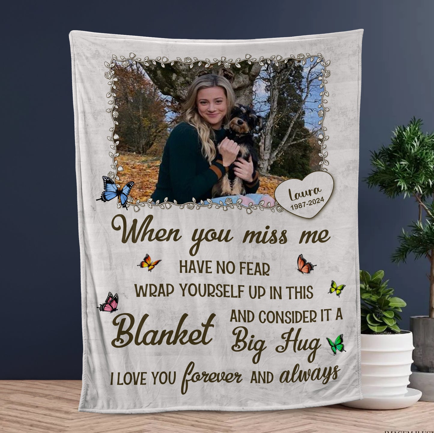 Custom Photo When You Miss Me Memories Blanket Memorial - Remembrance Gift - Memorial Personalized Custom Blanket - Christmas Gift, Sympathy Gift