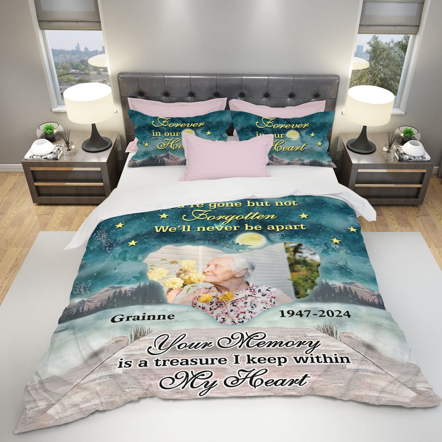 Gone But Never Forgotten  - Memorial Personalized Custom Bedding Set - Christmas Gift, Sympathy Gift