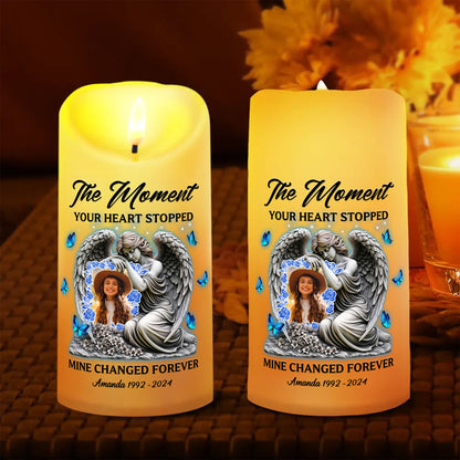 Custom Photo Memorial The Moments Your Heart Stopped - Personalized Flameless LED Candle