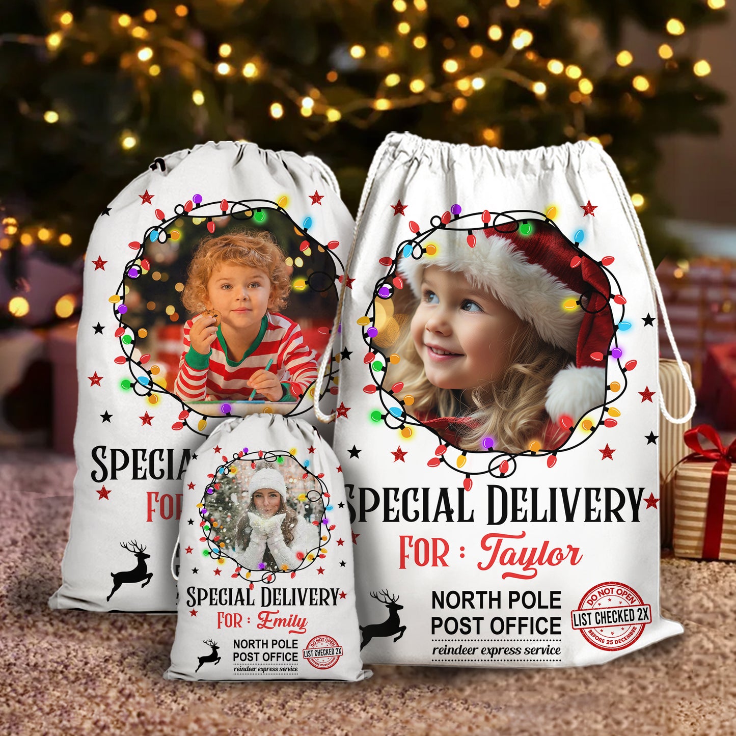 Do Not Open Before 25 December Bag Custom Photo - Christmas Family Gift - Personalized Christmas Sack - Custom Christmas Bag