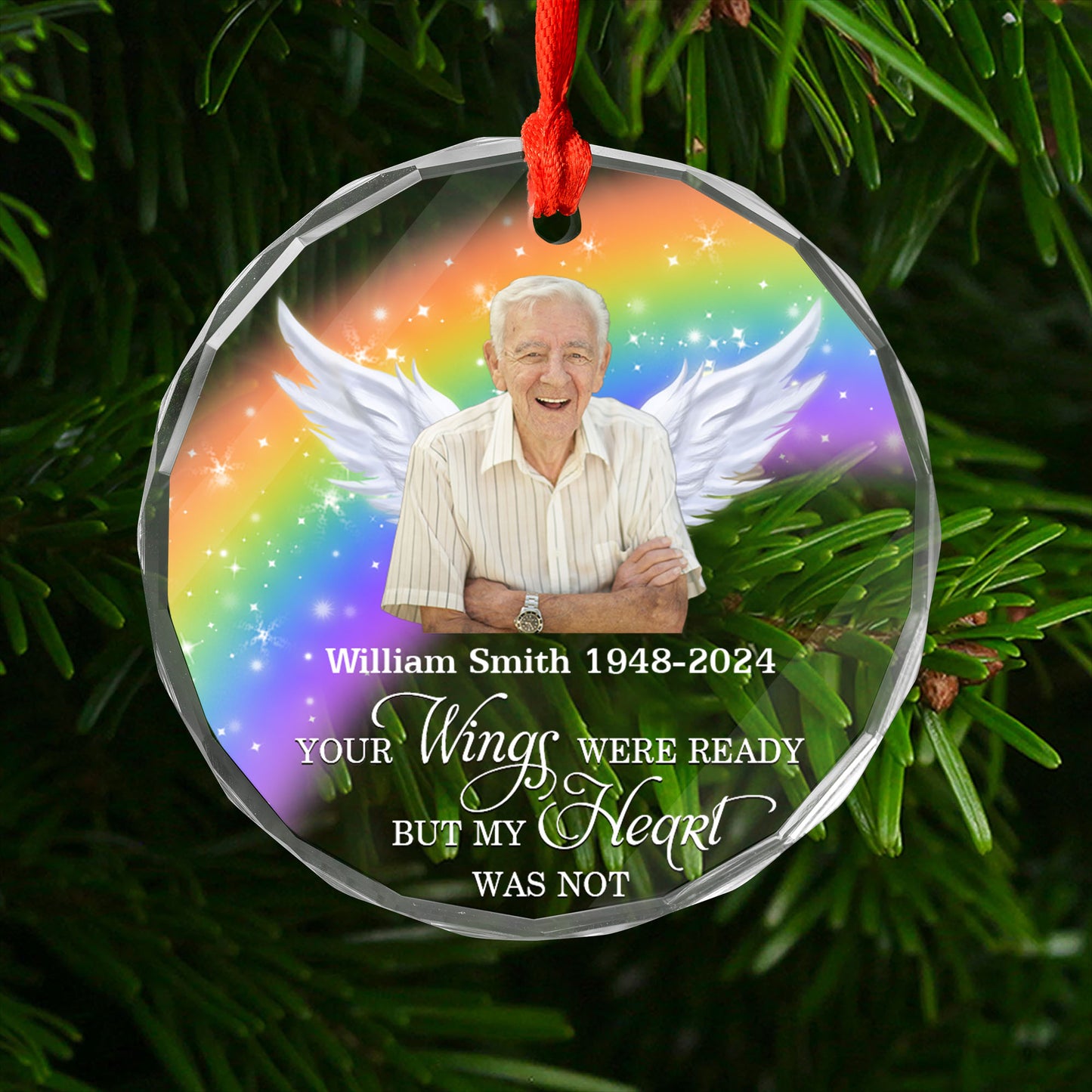 Rainbow Bridge - Personalized Custom Glass Ornament - Memorial Ornament Gift