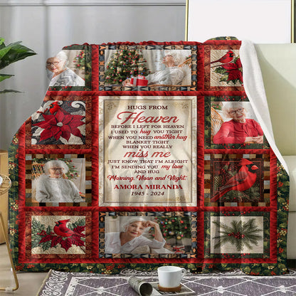 Cardinal Quilt Blanket Memorial Blanket - Remembrance Gift - Memorial Personalized Custom Blanket - Christmas Gift, Sympathy Gift