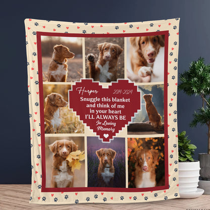 Memorial Pet Lovers Heart Custom Pet Photo - Memorial Dog Lover Personalized Custom Blanket - Christmas Gift, Sympathy Gift For Pet Lover