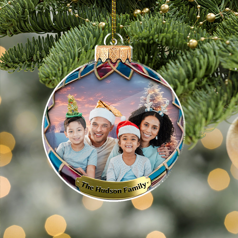 Custom Photo Christmas Family - Family Personalized Custom Ornament - Personalized Custom Acrylic Ornament