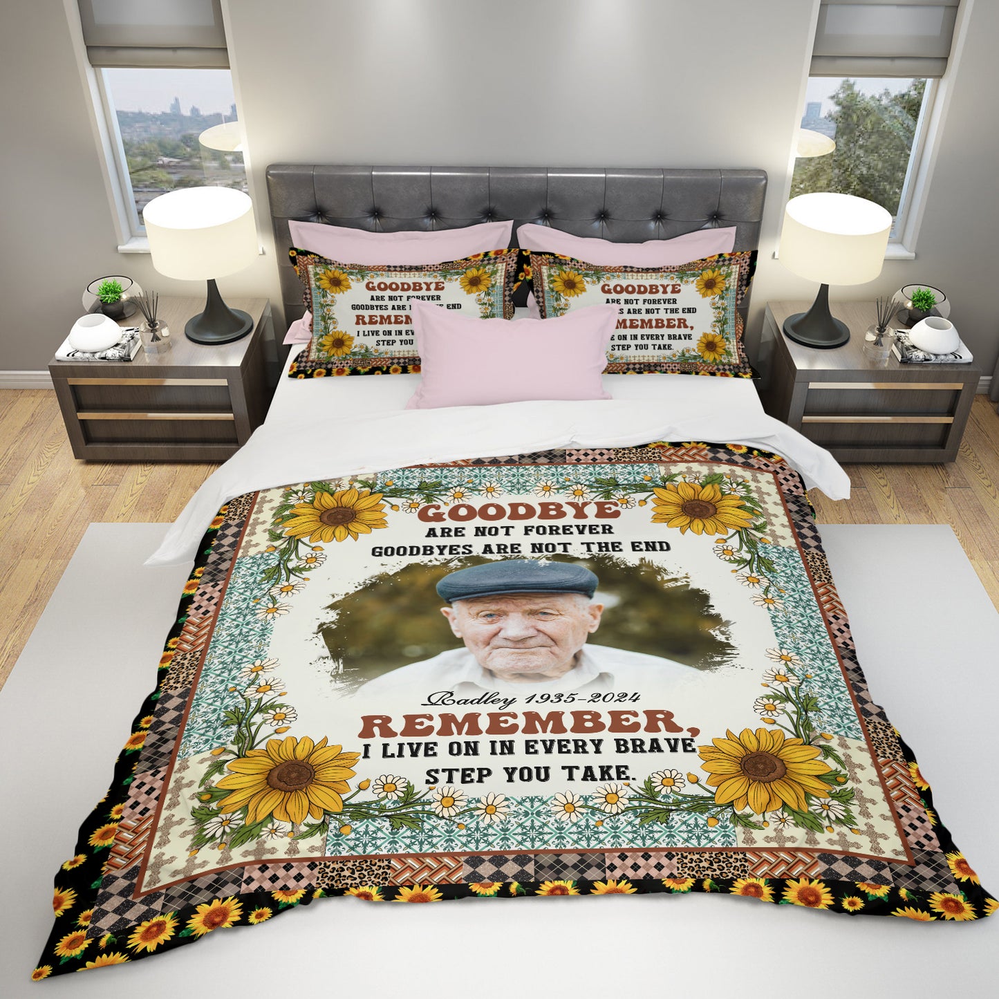 A Hug From Heaven Sunflower Memorial Personalized Custom Bedding Set - Christmas Gift, Sympathy Gift