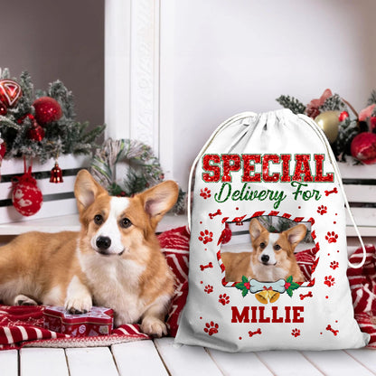 Special Delivery For Christmas Bag Custom Photo - Christmas Gift For Dog Lovers Cat Lovers - Personalized Christmas Sack - Custom Christmas Bag