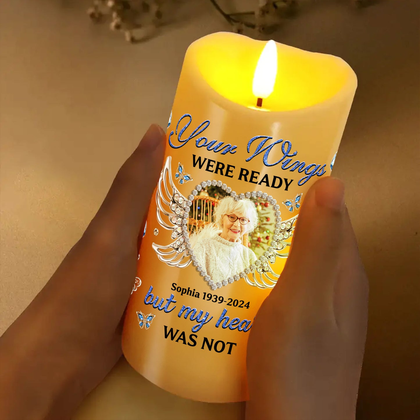 Your Wings Were Ready But My Heart Was Not - Personalized Flameless LED Candle