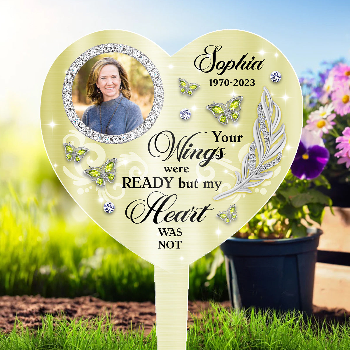 Your Wings Were Ready Giltter - Memorial Personalized Custom Acrylic Garden Stake