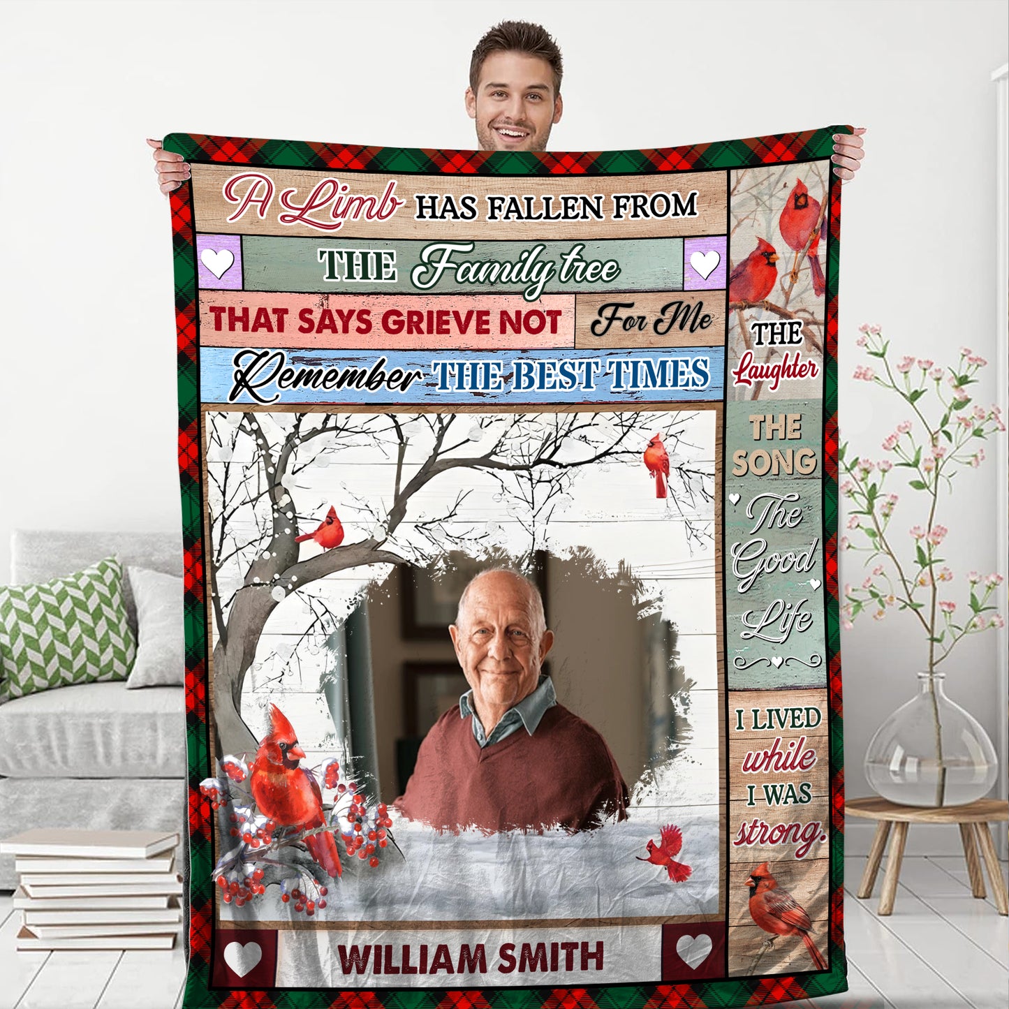 A Limb Has Fallen From The Family Tree Christmas Photo Blanket Memorial - Remembrance Gift - Memorial Personalized Custom Blanket - Christmas Gift, Sympathy Gift