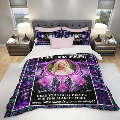 A Hug From Heaven Memorial Personalized Custom Bedding Set - Christmas Gift, Sympathy Gift