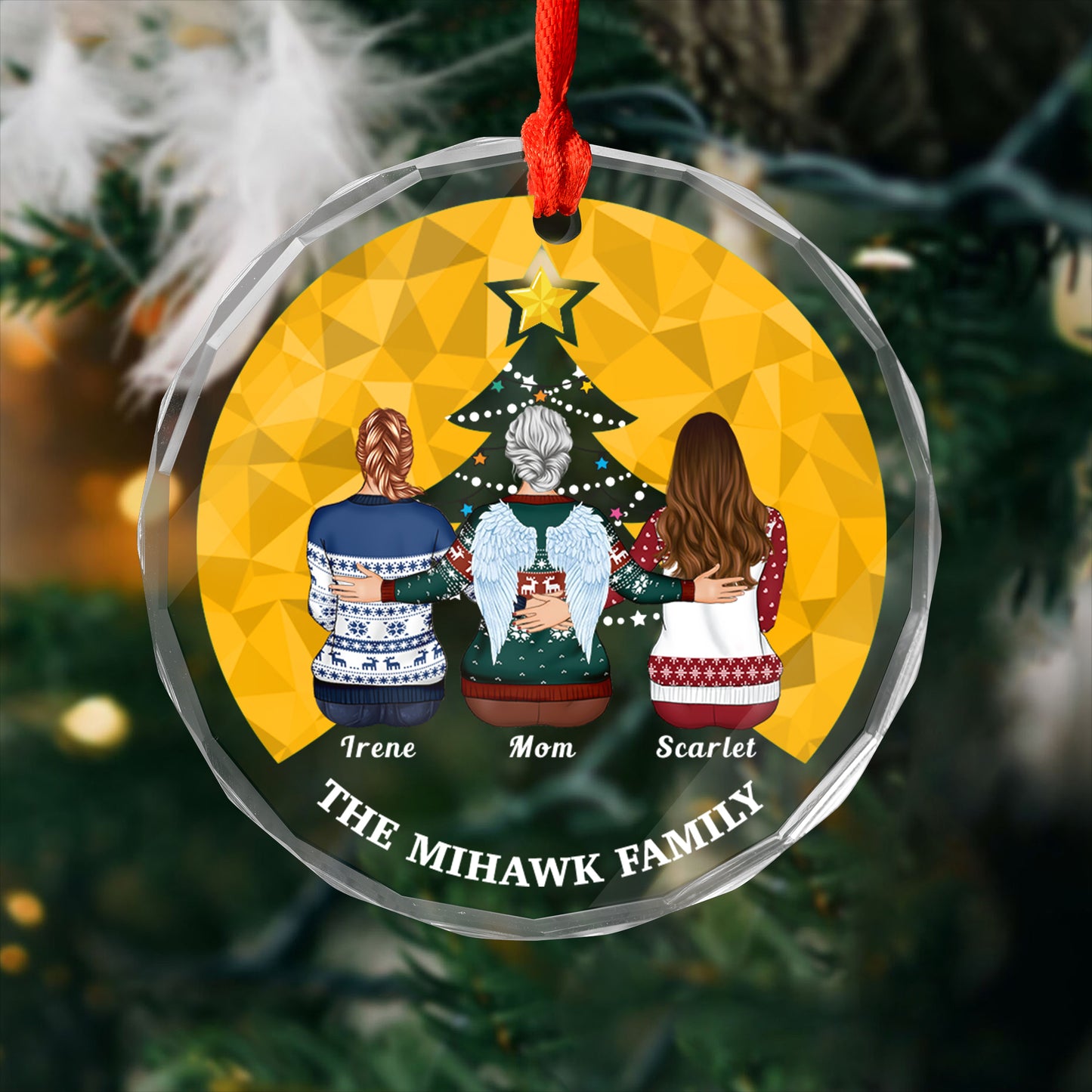 Always With You Family Memorial Keepsake - Personalized Custom Glass Ornament - Memorial Ornament Gift