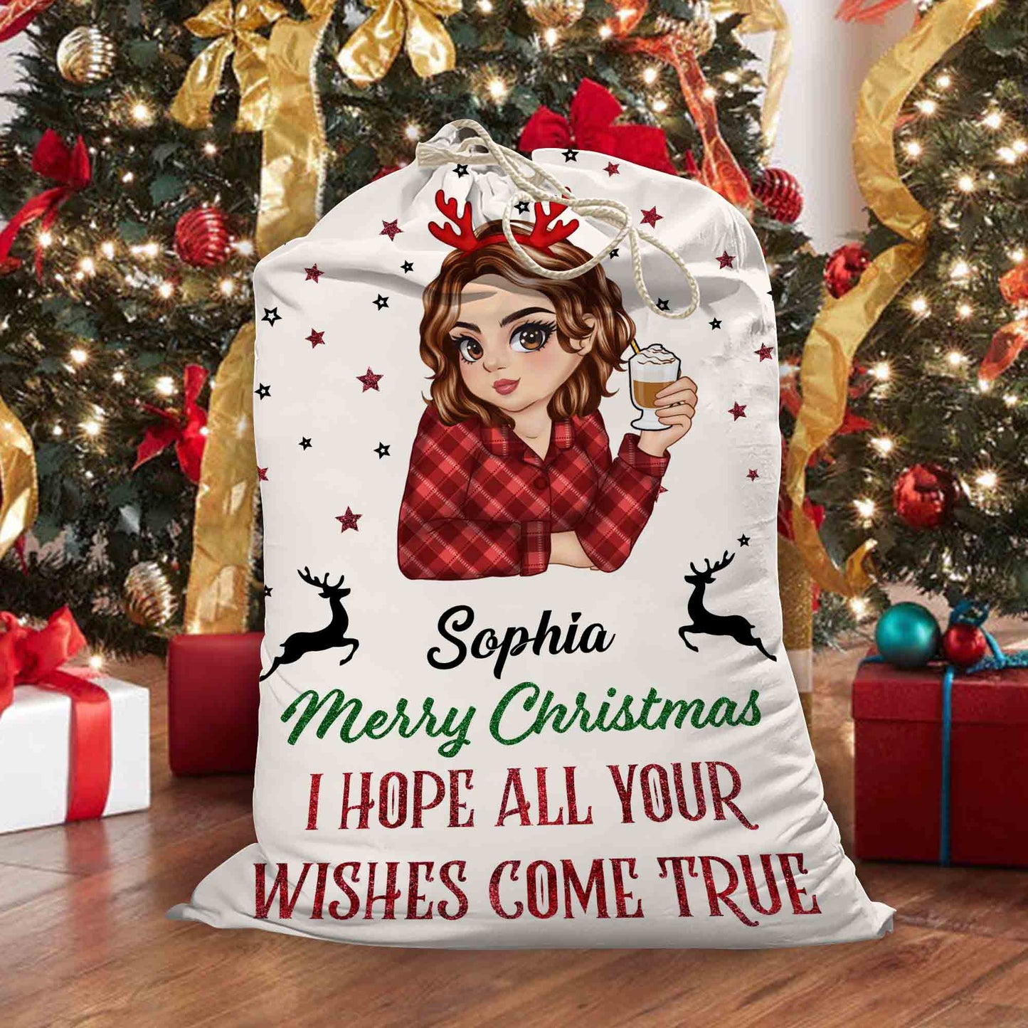 All Wishes Come True - Christmas Family Gift - Personalized Christmas Sack - Custom Christmas Bag