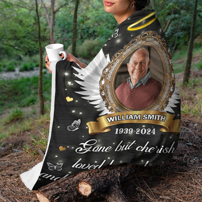 Gone but Cherished, Loved Beyond Words - Memorial Personalized Custom Blanket - Christmas Gift, Sympathy Gift