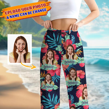 Palm Custom Photo Human And Pet Faces - Custom Face Pajamas Pattern - Personalized Photo Christmas Pajamas