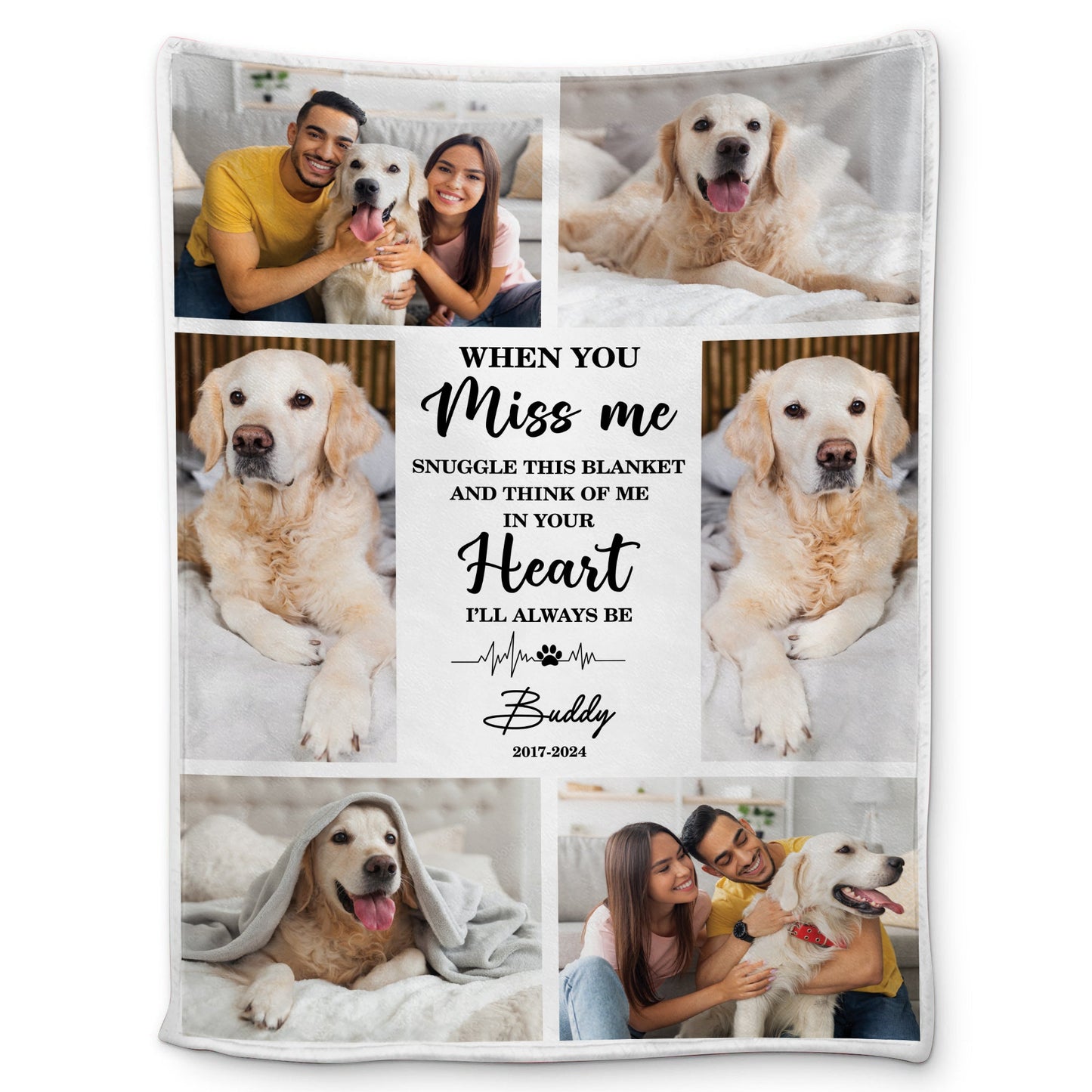 Snuggle This Blanket and Think Of Me - Memorial Personalized Custom Blanket - Christmas Gift, Sympathy Gift For Pet Owners, Pet Lovers