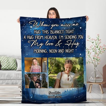 Custom Photo Sky In Loving Memories Blanket Memorial - Remembrance Gift - Memorial Personalized Custom Blanket - Christmas Gift, Sympathy Gift