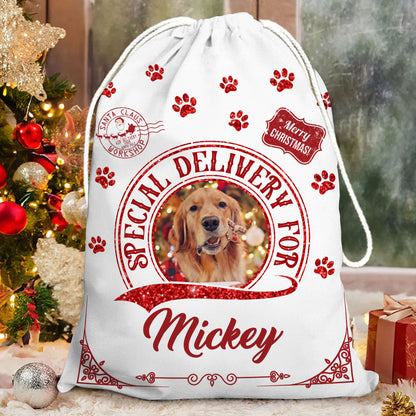 Merry Christmas Treats Bag Custom Photo - Christmas Gift For Dog Lovers - Personalized Christmas Sack - Custom Christmas Bag