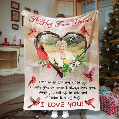 Custom Cardinal Photo When You Miss Me Memories Blanket Memorial - Remembrance Gift - Memorial Personalized Custom Blanket - Christmas Gift, Sympathy Gift