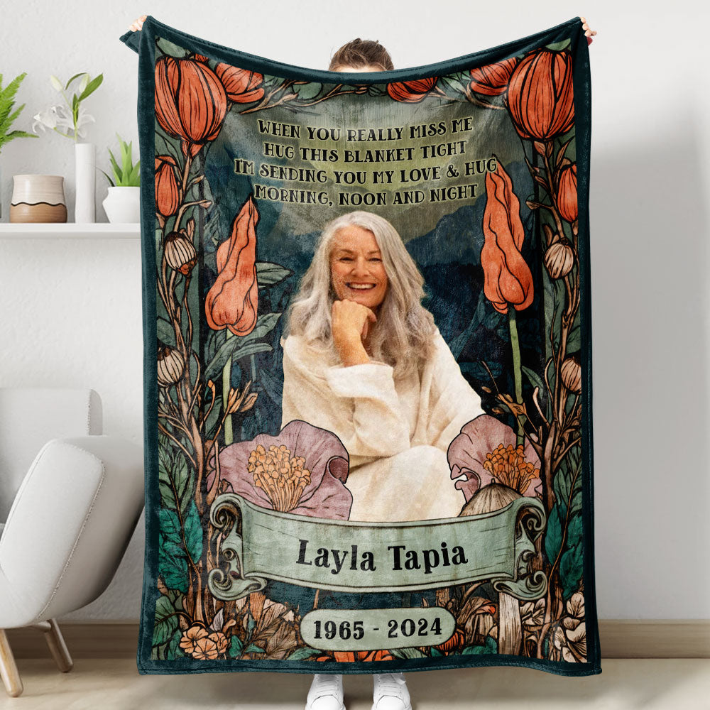 A Hug From Heaven In Loving Memory Remembrance Gift - Memorial Personalized Custom Blanket - Christmas Gift, Sympathy Gift