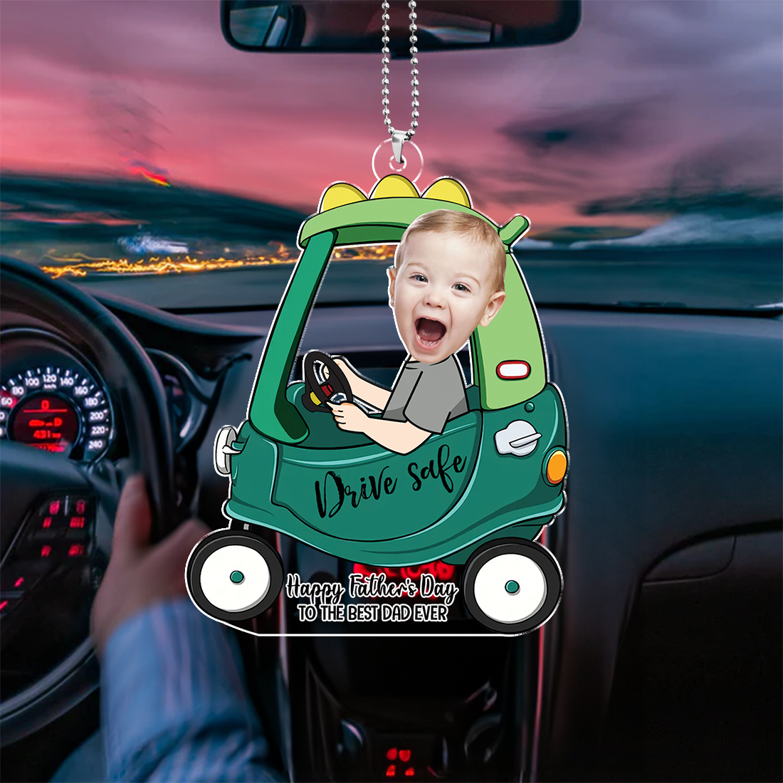 Custom Photo Drive Safe Daddy - Birthday, Loving Gift For Dad, Father, Papa, Grandpa - Personalized Acrylic Car Hanger