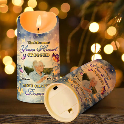 Moment Your Heart Stopped Memorial Candle - Personalized Flameless LED Candle