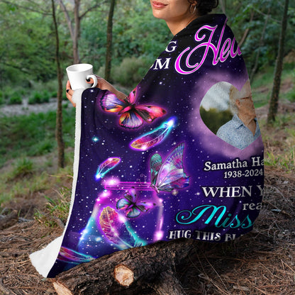 Hug Morning, Noon and Night - Memorial Personalized Custom Blanket - Christmas Gift, Sympathy Gift