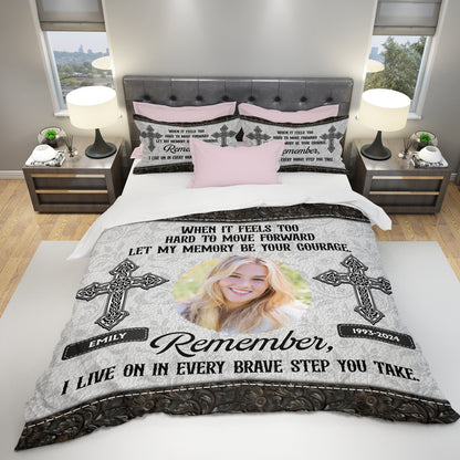 Every Brave Step You Take Cross - Memorial Personalized Custom Bedding Set - Christmas Gift, Sympathy Gift