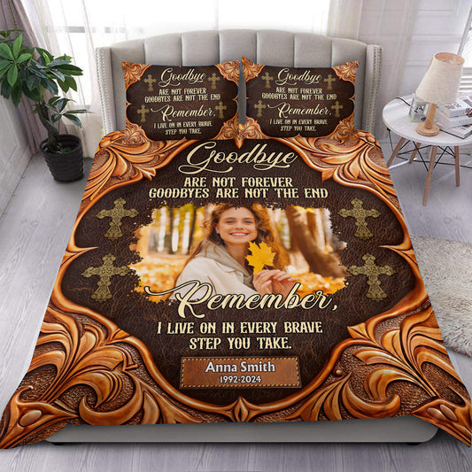 Goodbyes Are Not Forever Cross - Memorial Personalized Custom Bedding Set - Christmas Gift, Sympathy Gift