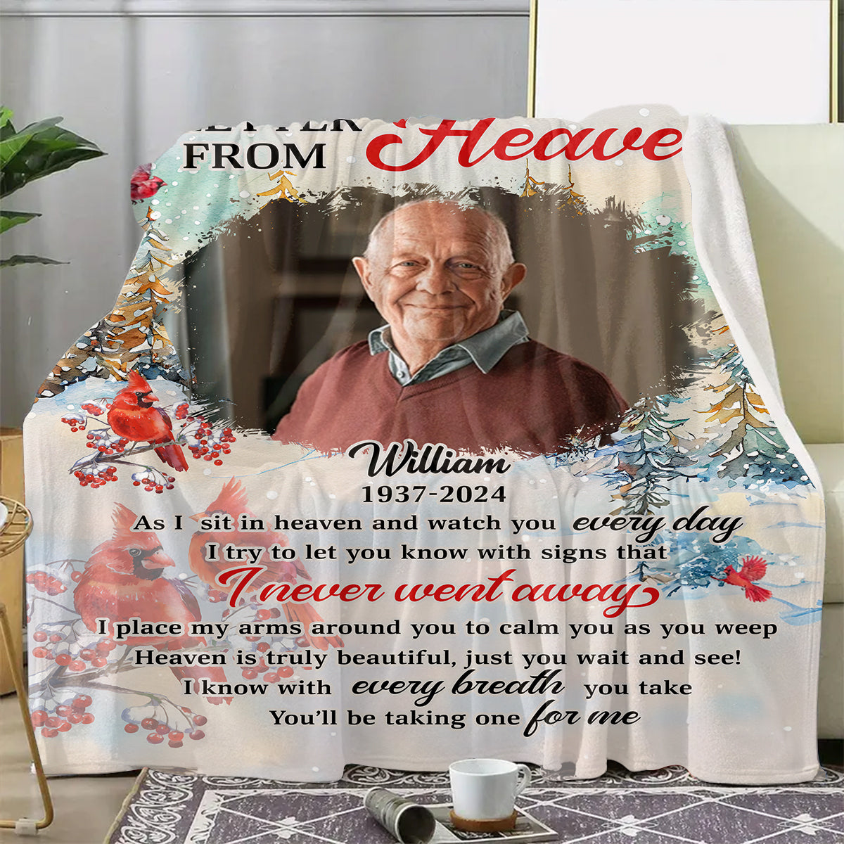 Custom Photo This Is A Hug From Heaven Snow Personalized Memorial  - Remembrance Gift - Memorial Personalized Custom Blanket - Christmas Gift, Sympathy Gift