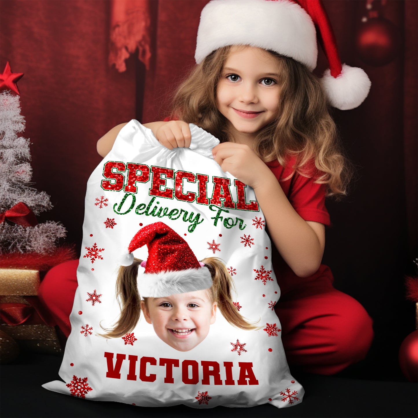 Special Delivery Glitter Christmas Bag - Christmas Family Gift - Personalized Christmas Sack - Custom Christmas Bag