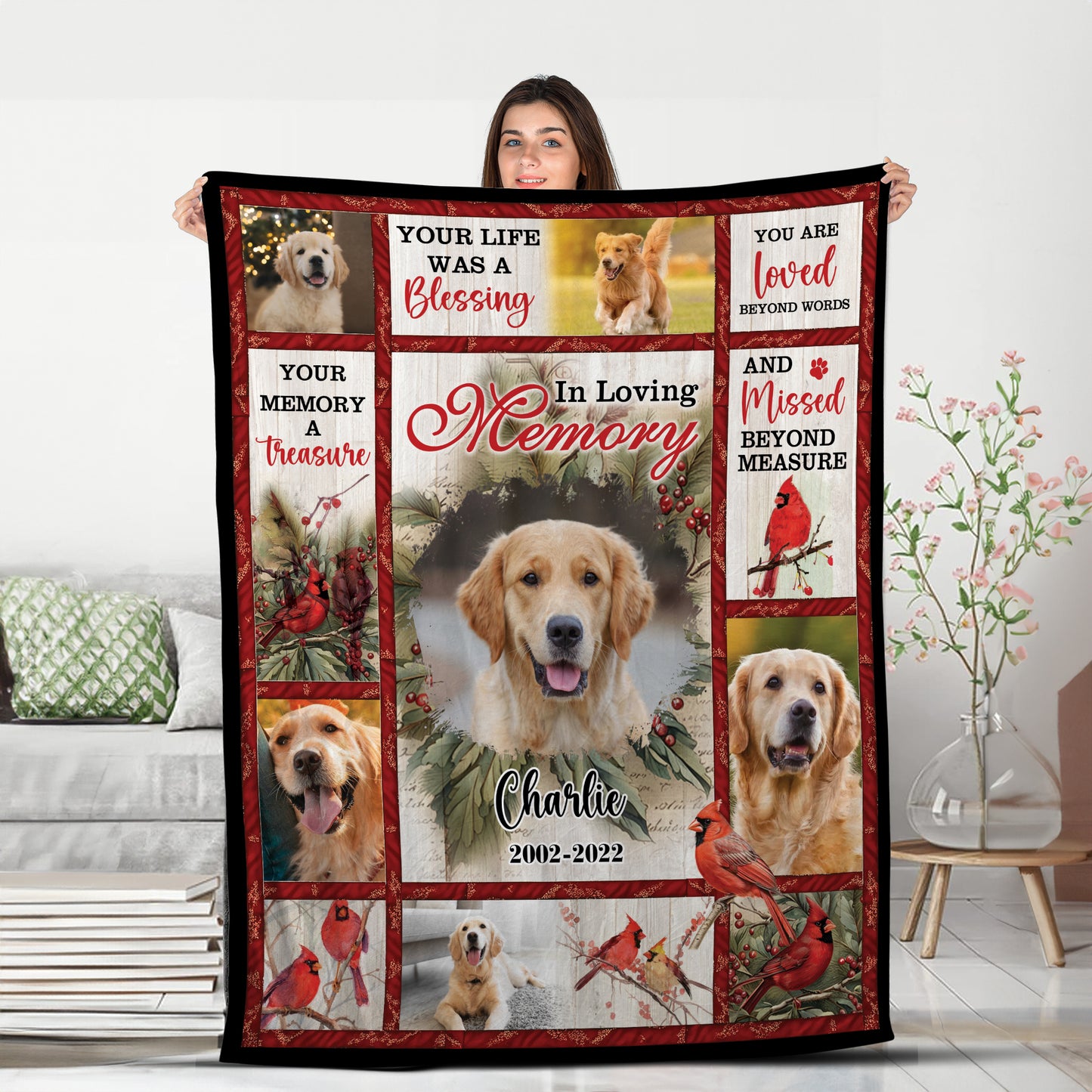 In Loving Memories You Left Pawprint On My Heart Memories Blanket Memorial - Remembrance Gift - Memorial Personalized Custom Blanket - Christmas Gift, Sympathy Gift