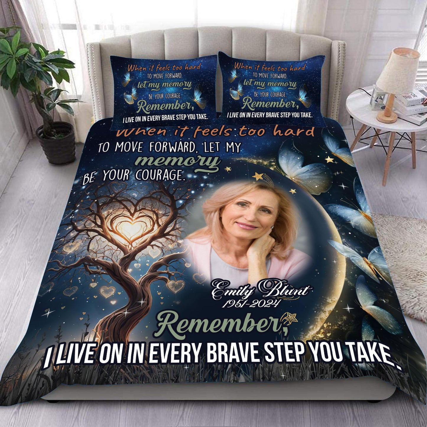 Let My Memory Be Your Courage My Love - Memorial Personalized Custom Bedding Set - Christmas Gift, Sympathy Gift