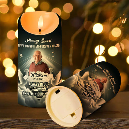 Always In Our Thoughts Memorial  - Personalized Flameless LED Candle