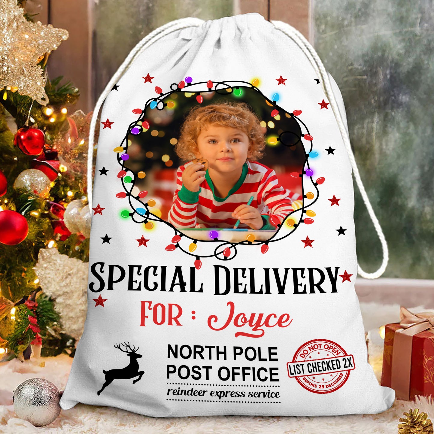 Do Not Open Before 25 December Bag Custom Photo - Christmas Family Gift - Personalized Christmas Sack - Custom Christmas Bag